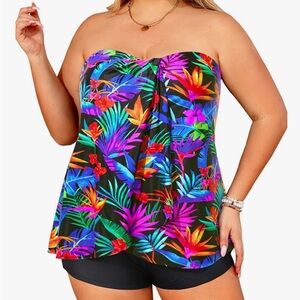 Tropical Print Swimsuit 2 pieces- 14W